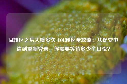 lol转区之后大概多久-LOL转区全攻略：从提交申请到重新登录，你需要等待多少个日夜？