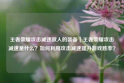 王者荣耀攻击减速敌人的装备｜王者荣耀攻击减速是什么？如何利用攻击减速提升游戏胜率？