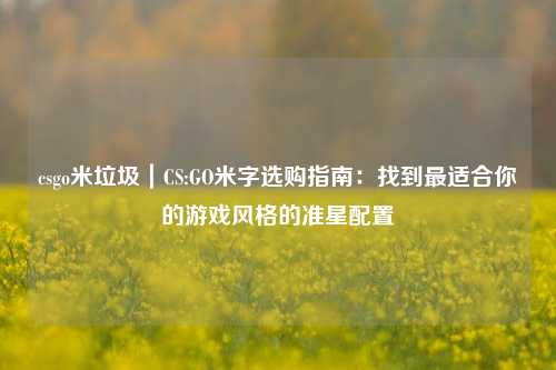 csgo米垃圾｜CS:GO米字选购指南：找到最适合你的游戏风格的准星配置