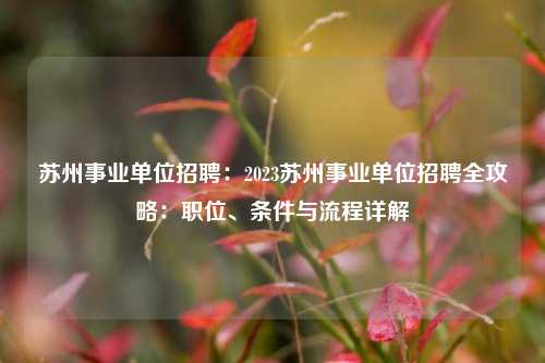 苏州事业单位招聘：2023苏州事业单位招聘全攻略：职位、条件与流程详解