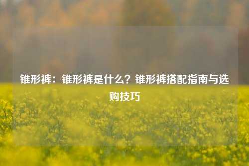 锥形裤：锥形裤是什么？锥形裤搭配指南与选购技巧
