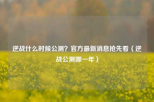 逆战什么时候公测？官方最新消息抢先看（逆战公测哪一年）