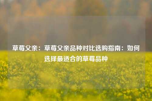 草莓父亲：草莓父亲品种对比选购指南：如何选择最适合的草莓品种